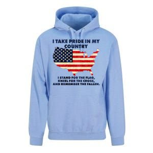 I Take Pride In My Country Distressed USA American Flag Map Unisex Surf Hoodie