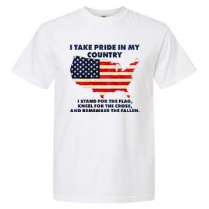 I Take Pride In My Country Distressed USA American Flag Map Garment-Dyed Heavyweight T-Shirt