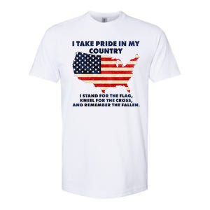 I Take Pride In My Country Distressed USA American Flag Map Softstyle CVC T-Shirt