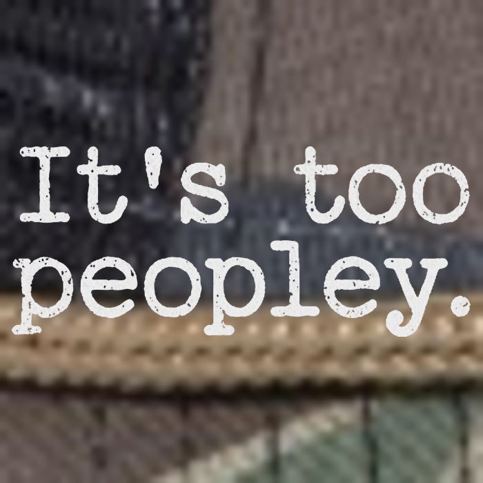 It's Too Peopley Novelty, Funny Introvert Saying Retro Rope Trucker Hat Cap