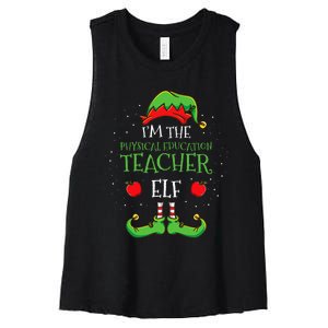 Im The Physical Education Teacher Elf Christmas Women's Racerback Cropped Tank