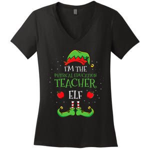 Im The Physical Education Teacher Elf Christmas Women's V-Neck T-Shirt