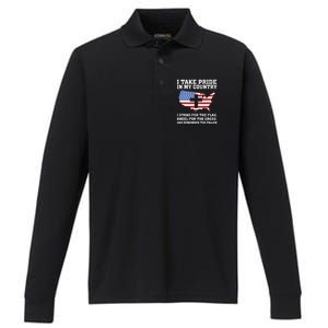 I Take Pride In My Country I Stand For The Flag American Gift Performance Long Sleeve Polo