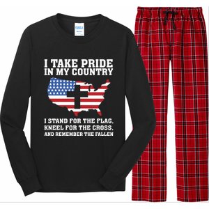 I Take Pride In My Country I Stand For The Flag American Gift Long Sleeve Pajama Set