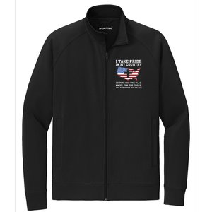 I Take Pride In My Country I Stand For The Flag American Gift Stretch Full-Zip Cadet Jacket