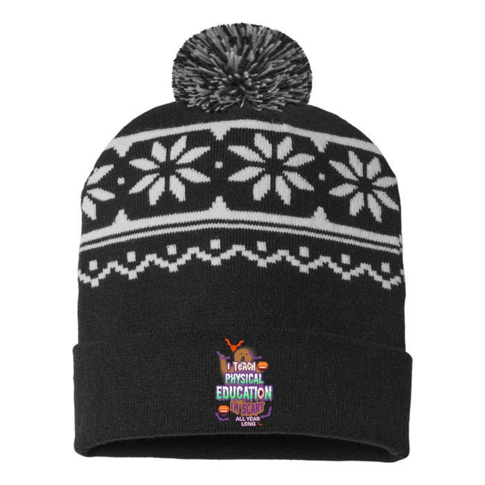 I Teach Physical Education IM Scary All Year Long USA-Made Snowflake Beanie