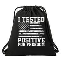 I Tested Positive For Freedom Republican Party American Flag Drawstring Bag