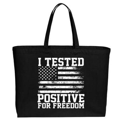 I Tested Positive For Freedom Republican Party American Flag Cotton Canvas Jumbo Tote