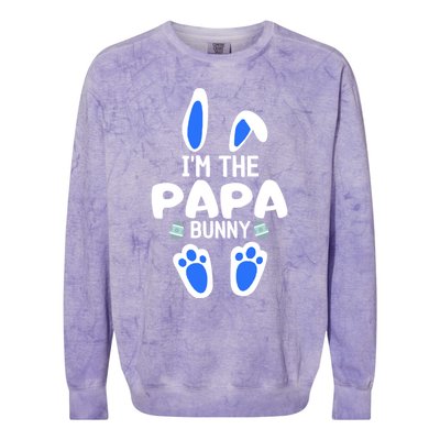 Im The Papa Bunny Humor Easter Day Cool Gift For Dad Tee Gift Colorblast Crewneck Sweatshirt