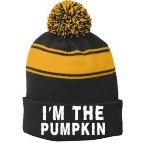 IM The Pumpkin Jackolantern Pumpkin Halloween Costume Couple Funny Halloween Stripe Pom Pom Beanie