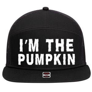 IM The Pumpkin Jackolantern Pumpkin Halloween Costume Couple Funny Halloween 7 Panel Mesh Trucker Snapback Hat