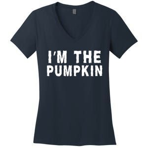 IM The Pumpkin Jackolantern Pumpkin Halloween Costume Couple Funny Halloween Women's V-Neck T-Shirt