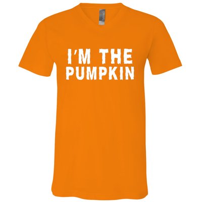 IM The Pumpkin Jackolantern Pumpkin Halloween Costume Couple Funny Halloween V-Neck T-Shirt