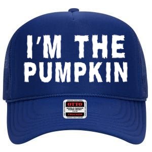 IM The Pumpkin Jackolantern Pumpkin Halloween Costume Couple Funny Halloween High Crown Mesh Back Trucker Hat