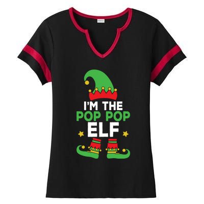 IM The Pop Pop Elf Funny Holiday Grandpa Matching Christmas Gift Ladies Halftime Notch Neck Tee