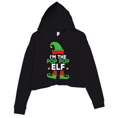 IM The Pop Pop Elf Funny Holiday Grandpa Matching Christmas Gift Crop Fleece Hoodie