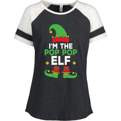 IM The Pop Pop Elf Funny Holiday Grandpa Matching Christmas Gift Enza Ladies Jersey Colorblock Tee