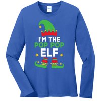 IM The Pop Pop Elf Funny Holiday Grandpa Matching Christmas Gift Ladies Long Sleeve Shirt