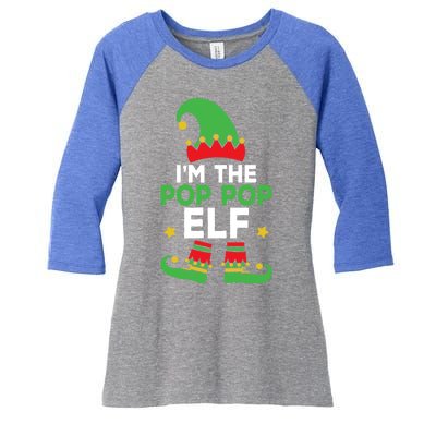 IM The Pop Pop Elf Funny Holiday Grandpa Matching Christmas Gift Women's Tri-Blend 3/4-Sleeve Raglan Shirt