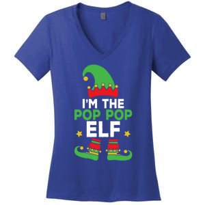 IM The Pop Pop Elf Funny Holiday Grandpa Matching Christmas Gift Women's V-Neck T-Shirt