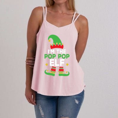 IM The Pop Pop Elf Funny Holiday Grandpa Matching Christmas Gift Women's Strappy Tank