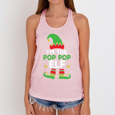 IM The Pop Pop Elf Funny Holiday Grandpa Matching Christmas Gift Women's Knotted Racerback Tank