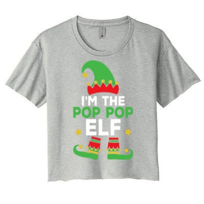 IM The Pop Pop Elf Funny Holiday Grandpa Matching Christmas Gift Women's Crop Top Tee