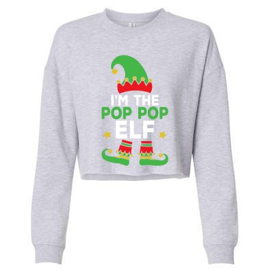 IM The Pop Pop Elf Funny Holiday Grandpa Matching Christmas Gift Cropped Pullover Crew