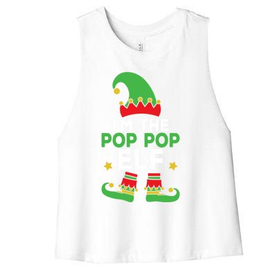 IM The Pop Pop Elf Funny Holiday Grandpa Matching Christmas Gift Women's Racerback Cropped Tank