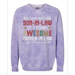 Im The Proud Son In Law Of A Freaking Awesome Mother In Law Colorblast Crewneck Sweatshirt