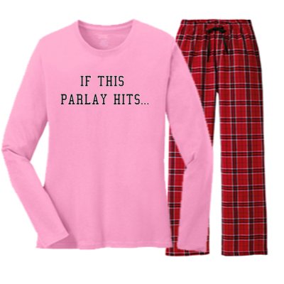 If This Parlay Hits Sports Betting Degenerate Women's Long Sleeve Flannel Pajama Set 