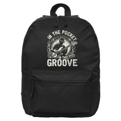 In The Pocket In The Groove Bass Player , Small, Black 16 in Basic Backpack