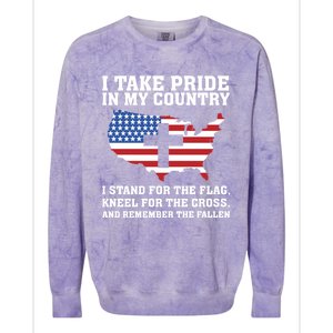 I Take Pride In My Country I Stand For The Flag American Gift Colorblast Crewneck Sweatshirt