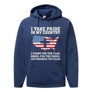 I Take Pride In My Country I Stand For The Flag American Gift Performance Fleece Hoodie