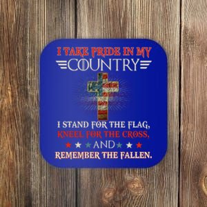 I Take Pride In My Country I Stand For The Flag Kneel Gift Coaster