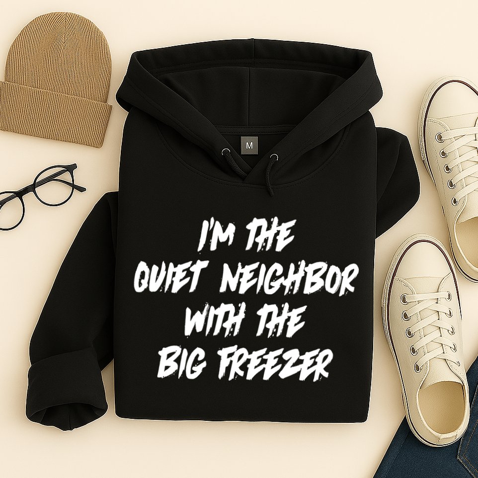 Im The Quiet Neighbor With The Big Freezer Funny Halloween Hoodie