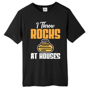 I Throw Rocks At Houses Funny Curling Gift Tall Fusion ChromaSoft Performance T-Shirt