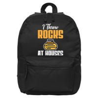 I Throw Rocks At Houses Funny Curling Gift 16 in Basic Backpack