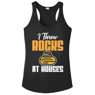 I Throw Rocks At Houses Funny Curling Gift Ladies PosiCharge Competitor Racerback Tank