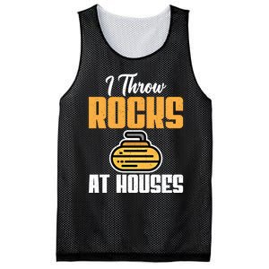 I Throw Rocks At Houses Funny Curling Gift Mesh Reversible Basketball Jersey Tank