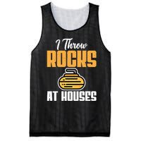 I Throw Rocks At Houses Funny Curling Gift Mesh Reversible Basketball Jersey Tank