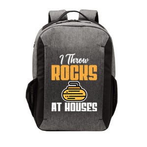 I Throw Rocks At Houses Funny Curling Gift Vector Backpack