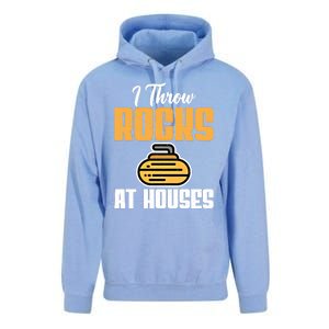 I Throw Rocks At Houses Funny Curling Gift Unisex Surf Hoodie