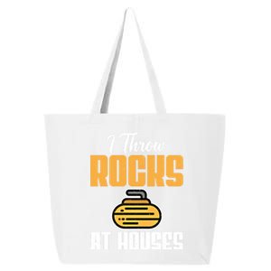 I Throw Rocks At Houses Funny Curling Gift 25L Jumbo Tote