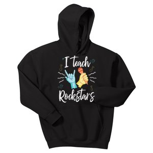 I Teach Rock Stars Rock Music Teacher Kids Hoodie