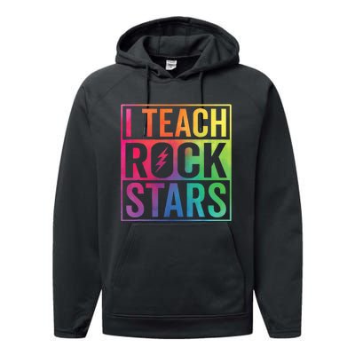 I Teach Rockstars Funny Music Teacher Back To School Performance Fleece Hoodie