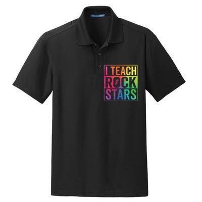 I Teach Rockstars Funny Music Teacher Back To School Dry Zone Grid Polo