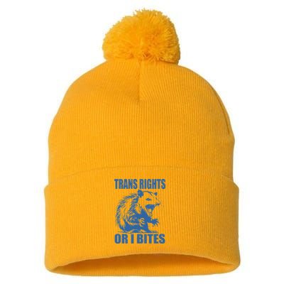 Inclusive Tran Rights Or I Bites Pom Pom 12in Knit Beanie