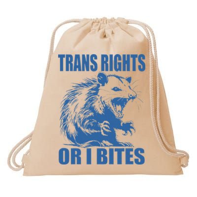 Inclusive Tran Rights Or I Bites Drawstring Bag