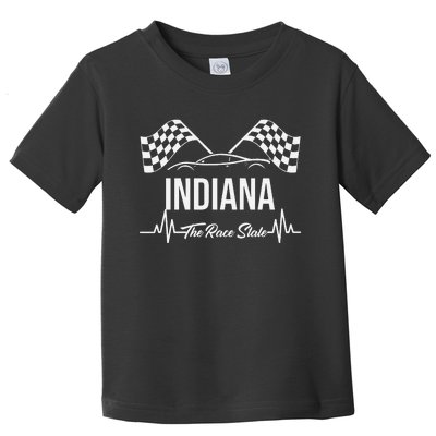 Indiana The Race State S Heart Rate And Checkered Flag Toddler T-Shirt